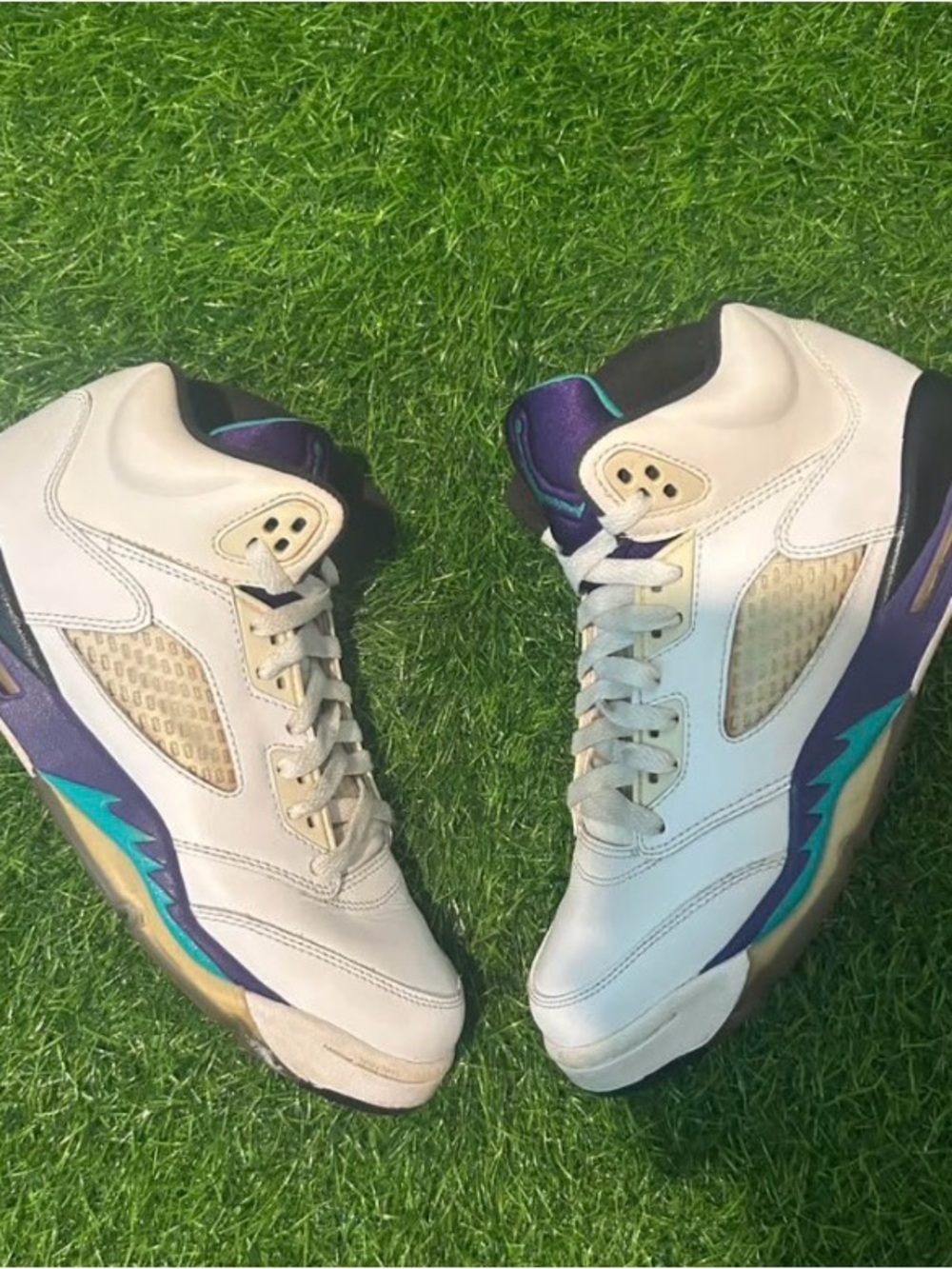 Nike Women's Sneakers in Cream with Purple & Teal Accents